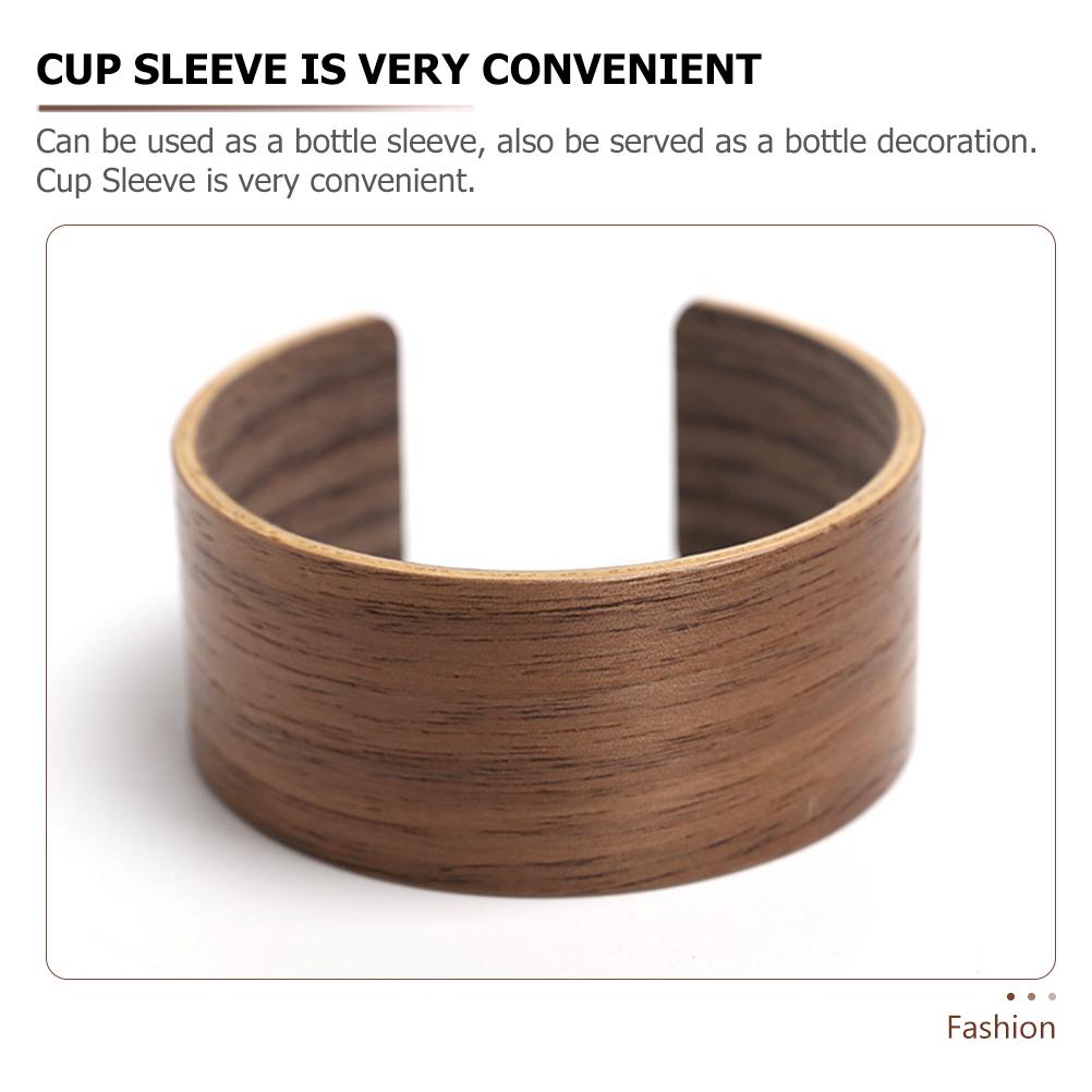 Premium Natural Walnut Wood Cup Sleeve Coffee Mug Protector Insulated Drink Cover Portable Beverage Holder Office Kitchen Bar