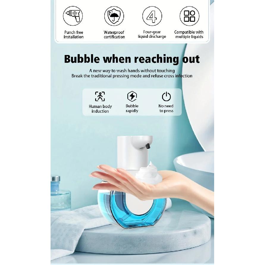Automatic Foaming Soap Dispenser Rechargeable Touchless Hand Soap Dispenser Waterproof Wall Mounted Soap Pump for Bathroom