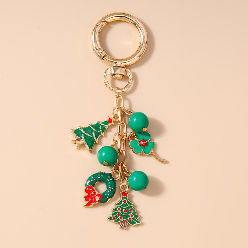 Fashion Christmas Keychain Women Girls Snowman Elk Key Ring Pendants for Handbag Decor DIY Key Chain New Year Gifts