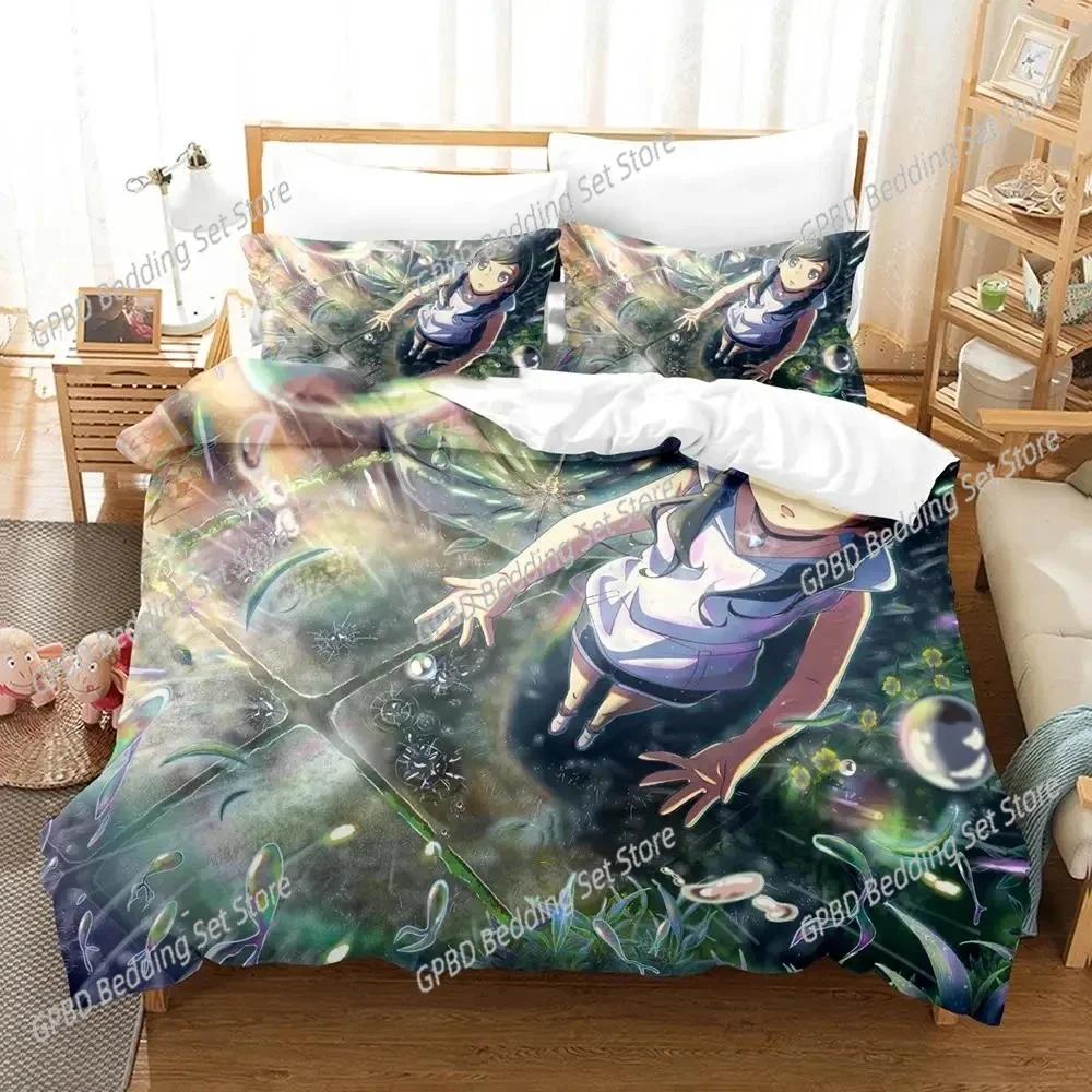 Comforter Anime Weathering With You Bedding Set 3D Printed Suitable For Bedroom Kids Home Textile