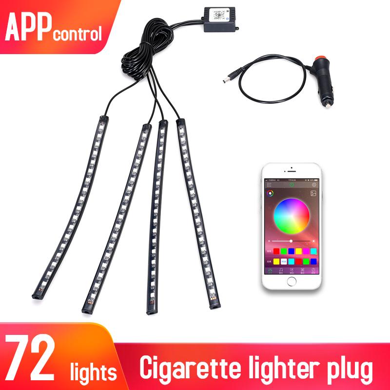 Led Car Interior Backlight With Usb Cigarette Lighter Ambient Atmosphere Mood Light Rgb Remote App Auto Foot Decorative