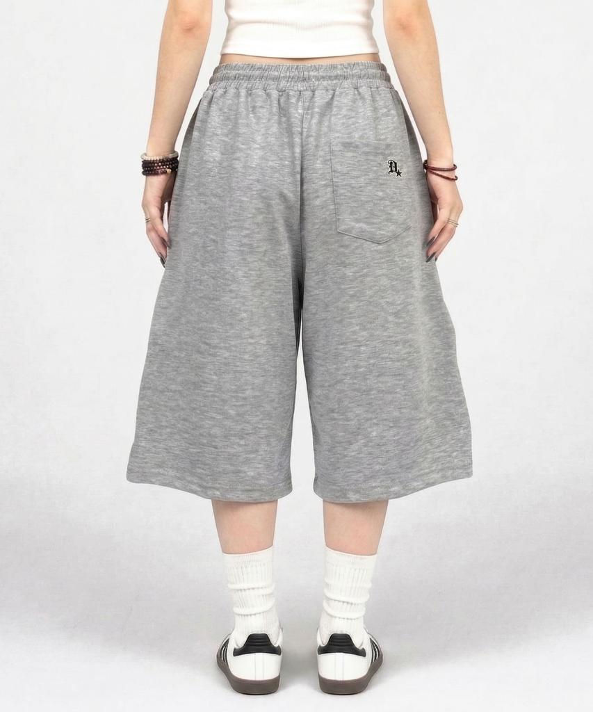 Damiswi Gothic Cross Wide Bermuda Shorts_Gray