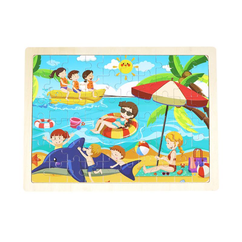 Wooden Animal Cartoon Jigsaw Puzzle Board - 30, 60, 98, 120-piece Toy for Early Childhood Education