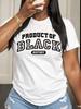 Women Slogan Graphic Print Short Sleeve T Shirt Cultural Heritage Theme Crew Neck Confident Daily Casual Tops