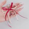 Versatile Multi-Color Webbing Faux Pearl Bow Rhinestone Star Keychain Charm
