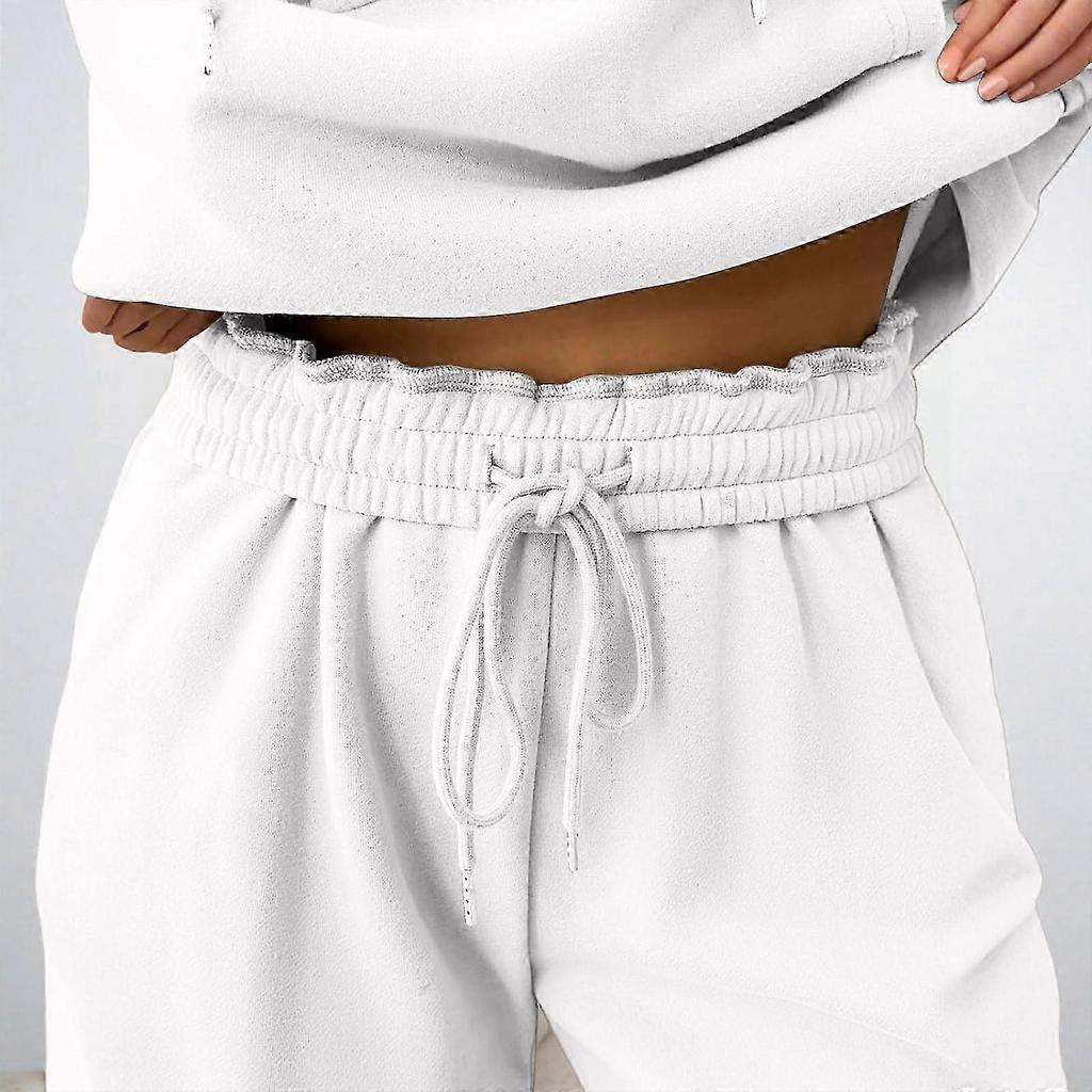 Women's two-piece tracksuit set: oversized hoodie sweatshirt and jogging pants light gray XXXL New Arrival