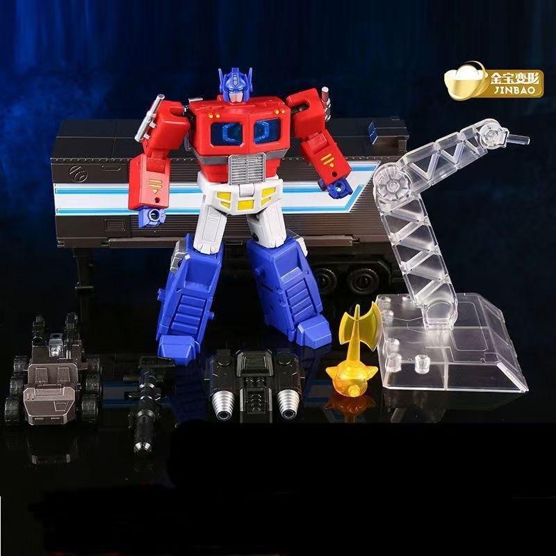 JINBAO 2001 3.0 Enlarged G1 Style Optimus Prime Commander Action Figure Transforming Robot Toy With Trailer Multiple Accessories