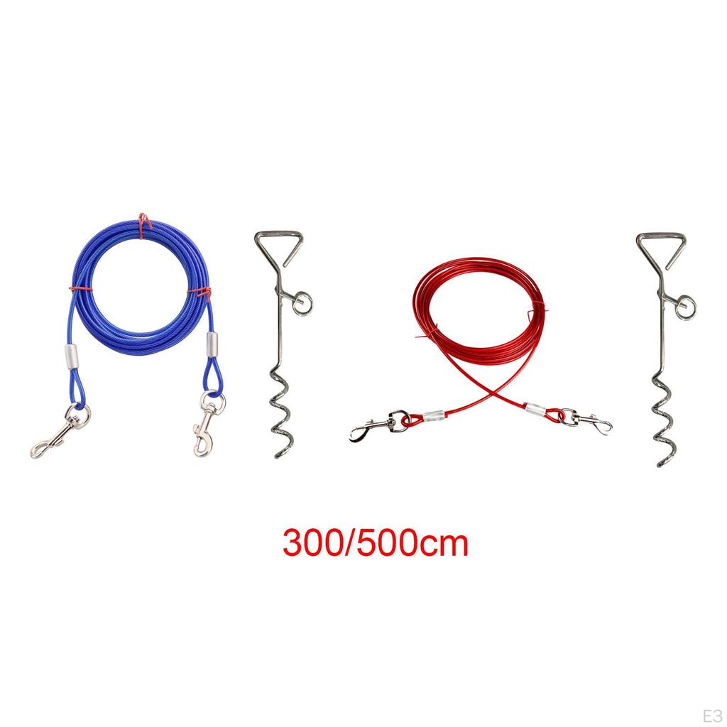 Dog Tie Out Cable and Stake Chain Anti Rust Sturdy Outside Leash with Lead