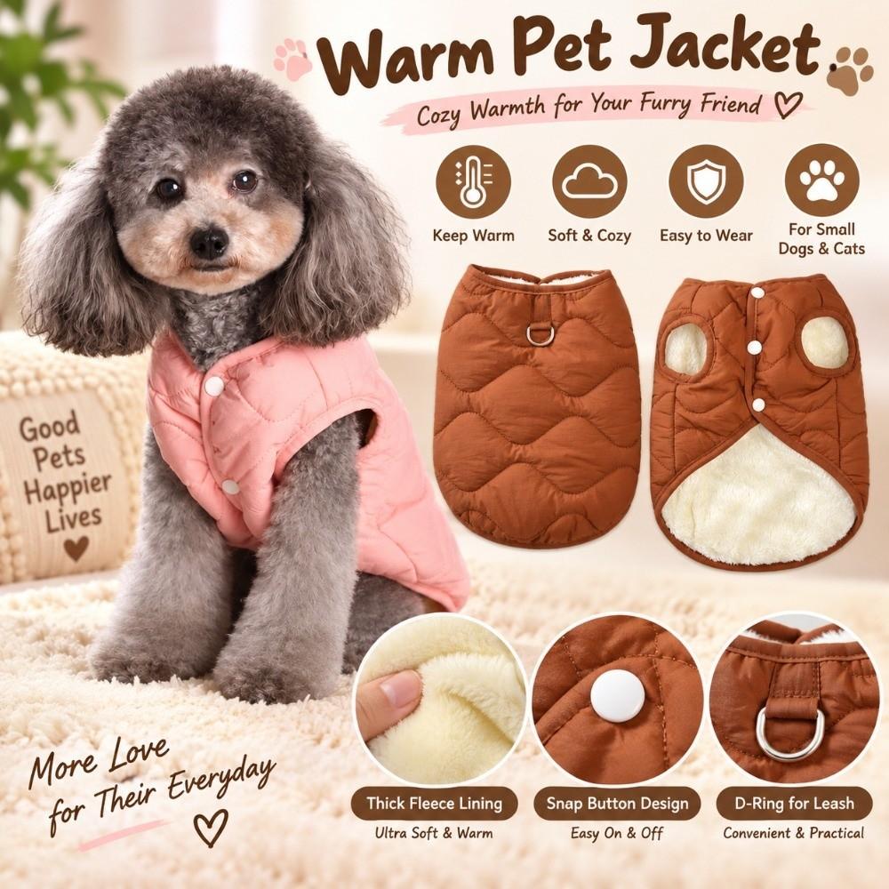 Cotton Padded Pet Vest Lightweight Pet Jacke Durable Dog Coat  Daily