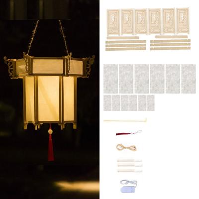 Tragbare Holz-Laterne für das Mittherbstfest Kreative Chinesische Stil Handgemachte Hängelampe LED-Licht Malen DIY Blumenlampe Geschenk