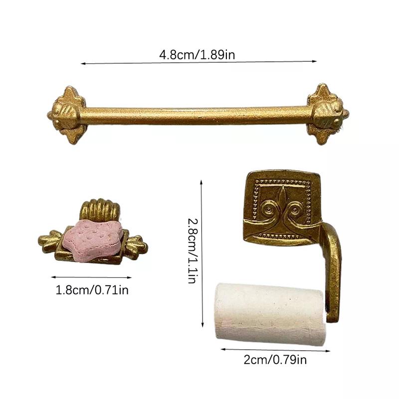 Decor Paper 1:12 Dollhouse Simulation Towel Rack Soap Rack Towel Rack Set Model Doll Home Miniature Bathroom Toys