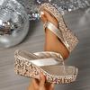Fashion Women Wedges Peep Toe Slippers Platform Anti-slip Comfortable Slippers High Heeled Shoes Outdoor Beach Sandals Slides Women