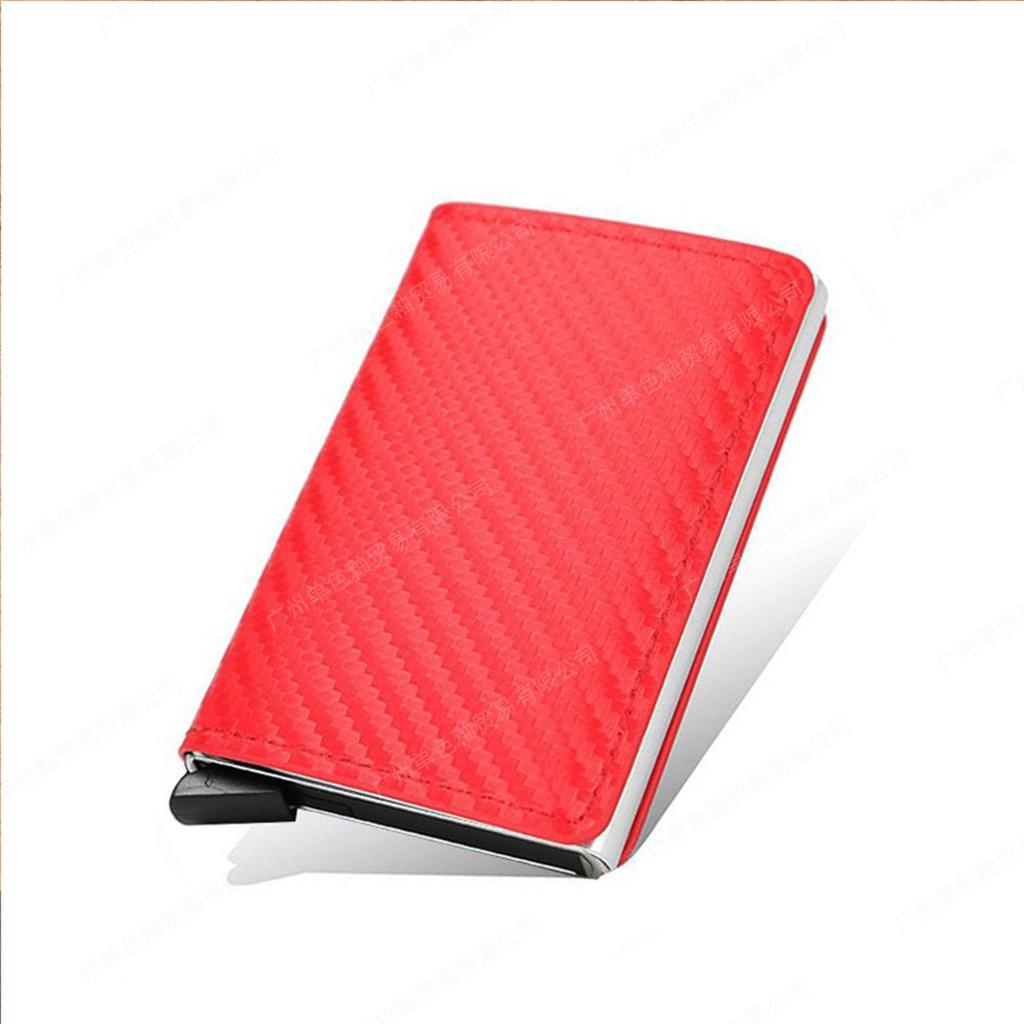 RFID Anti-theft Brush Automatically Pops Up Card Bag Card + Credit Card Metal Card Bag Men's Multi-card Wallet Carbon Fiber