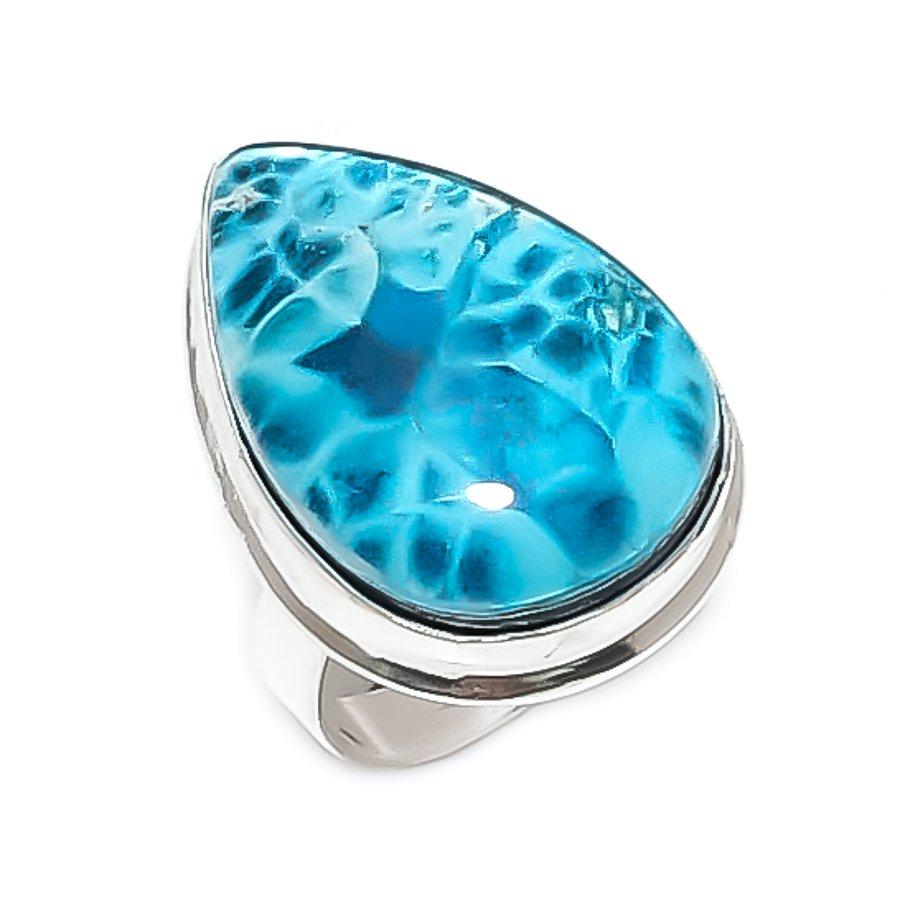 

Natural Dichroic Glass Gemstone 925 Sterling Silver Jewelry Ring Size 9 ETC-13737