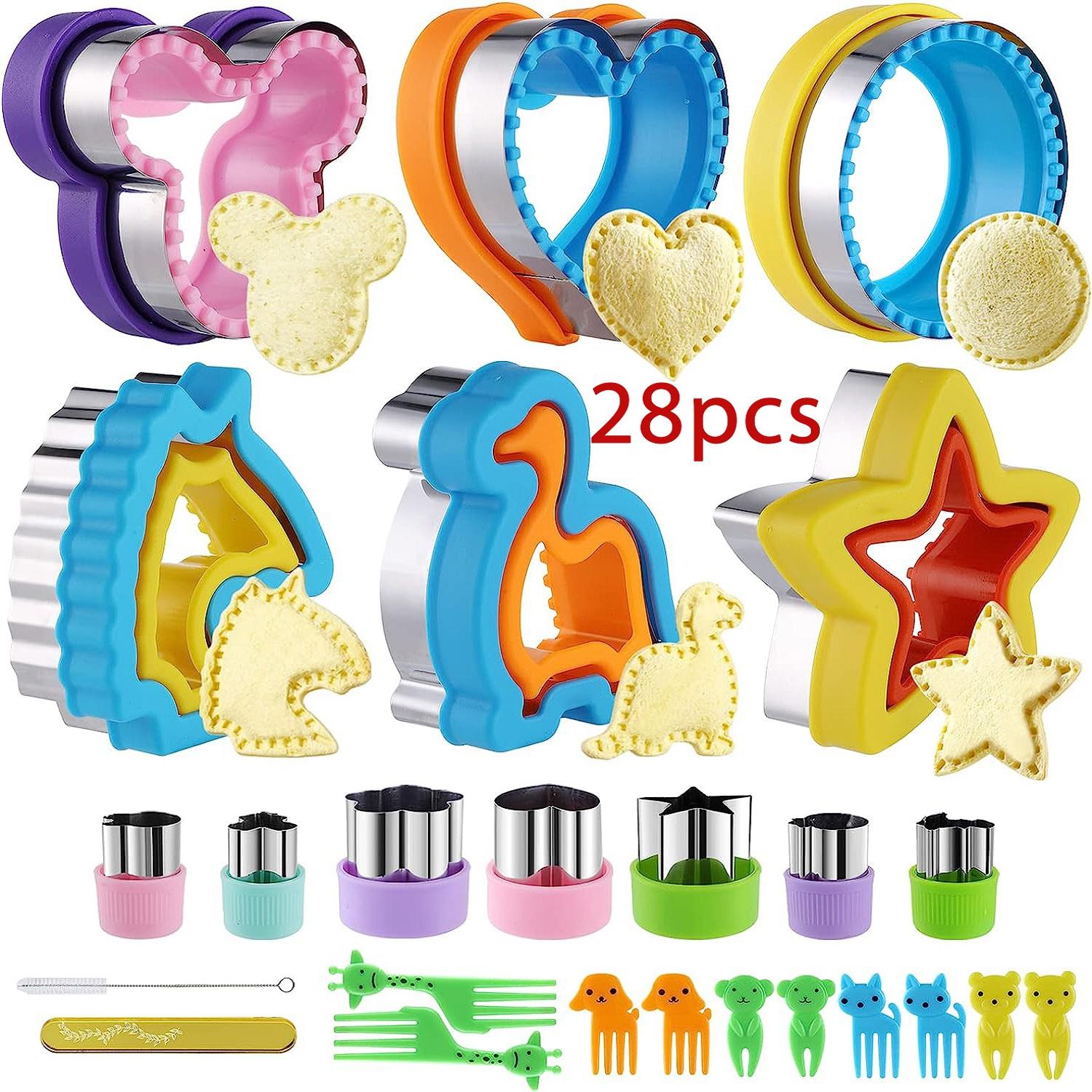 

28pcs Sandwich Cutter Cute Uncrustables Maker Bread Cutters DIY Cookie Cutters Fruit Vegetable Cutter Shapes for Kids Lunch