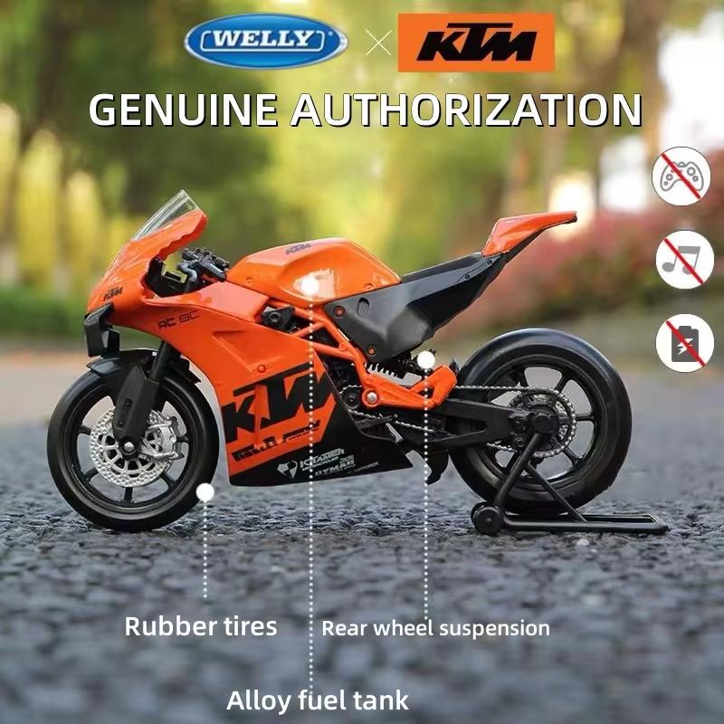 Welly 1/12 KTM RC 8C Alloy Race Motorcycle Model Diecasts Toy Simulation Metal Street Toys Car Collectibles Childrens Gifts