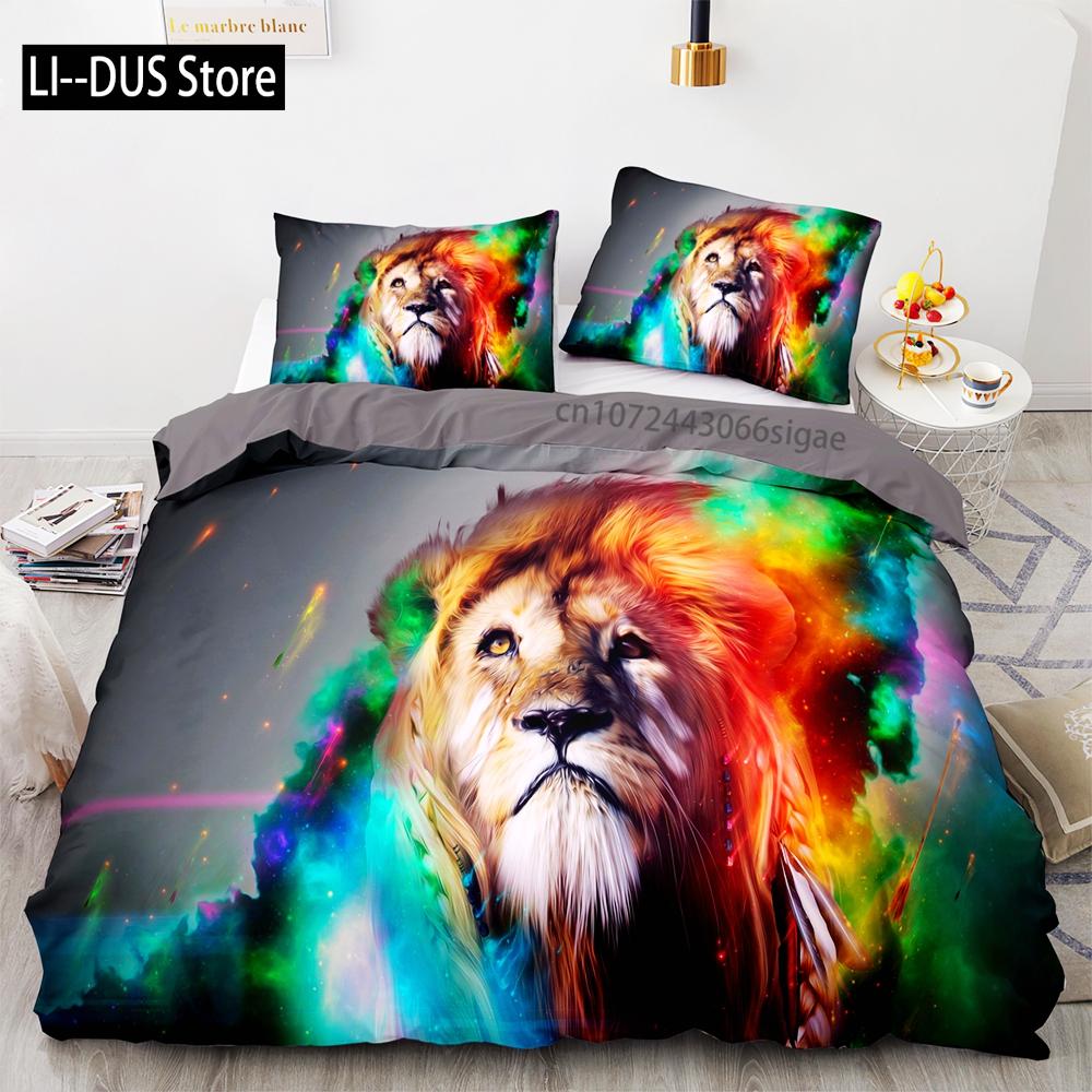 Beast lion Bedding Set Single Twin Full Queen King Size Animal Bed Set Aldult Kid Bedroom Duvetcover Sets 3D Print 036