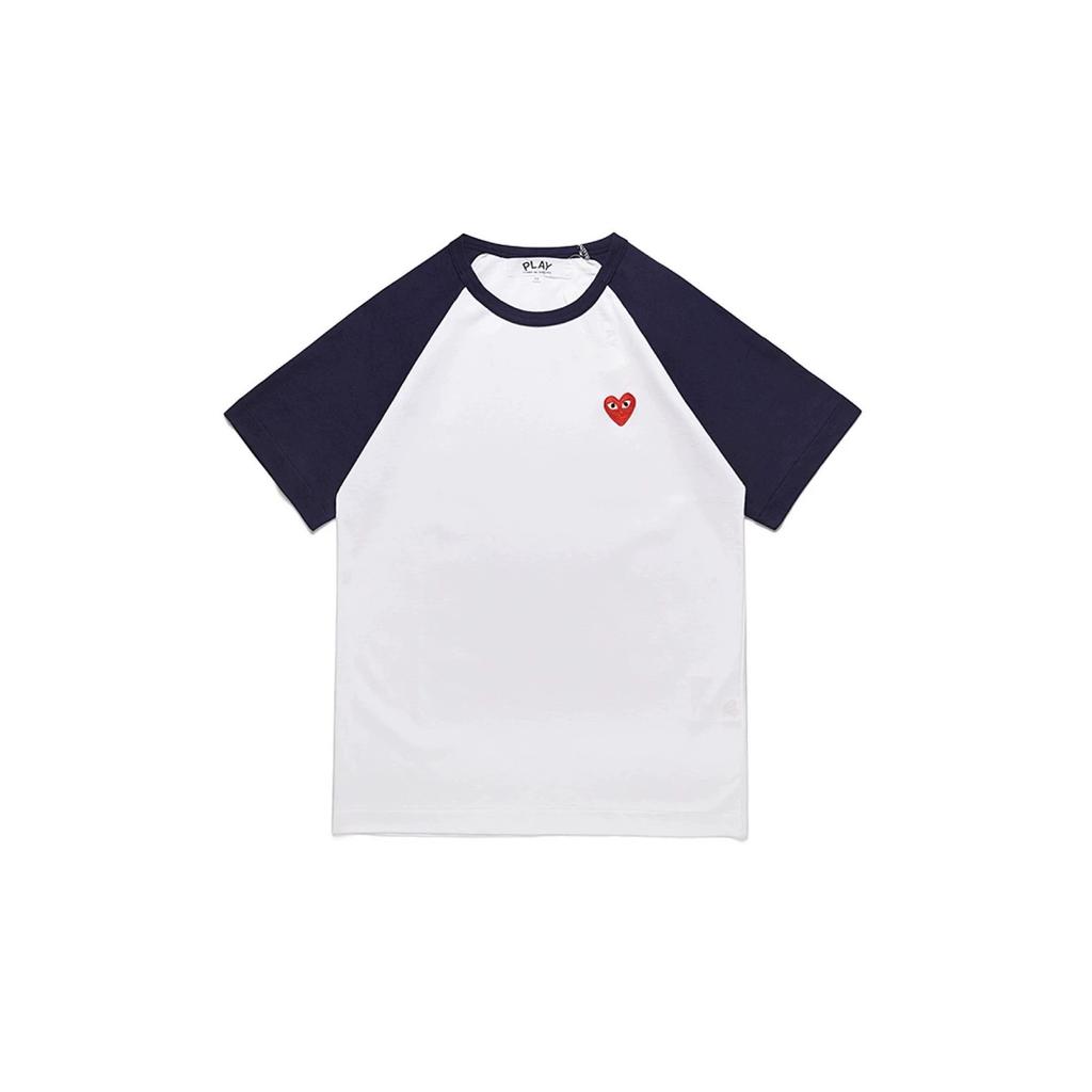 Spring and summer men's and women's same fashion trend striped Rei Kawakubo love printed crew neck T-shirt versatile