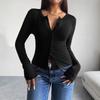2025 European Autumn/Winter Slim Fit Long Sleeve Women’s Open Shirt