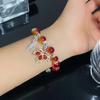 New Trendy Red Crystal Beaded Maple Leaf Bracelet for Women Fashion Butterfly Feather Pendant Bracelet Friendship Zircon Gift