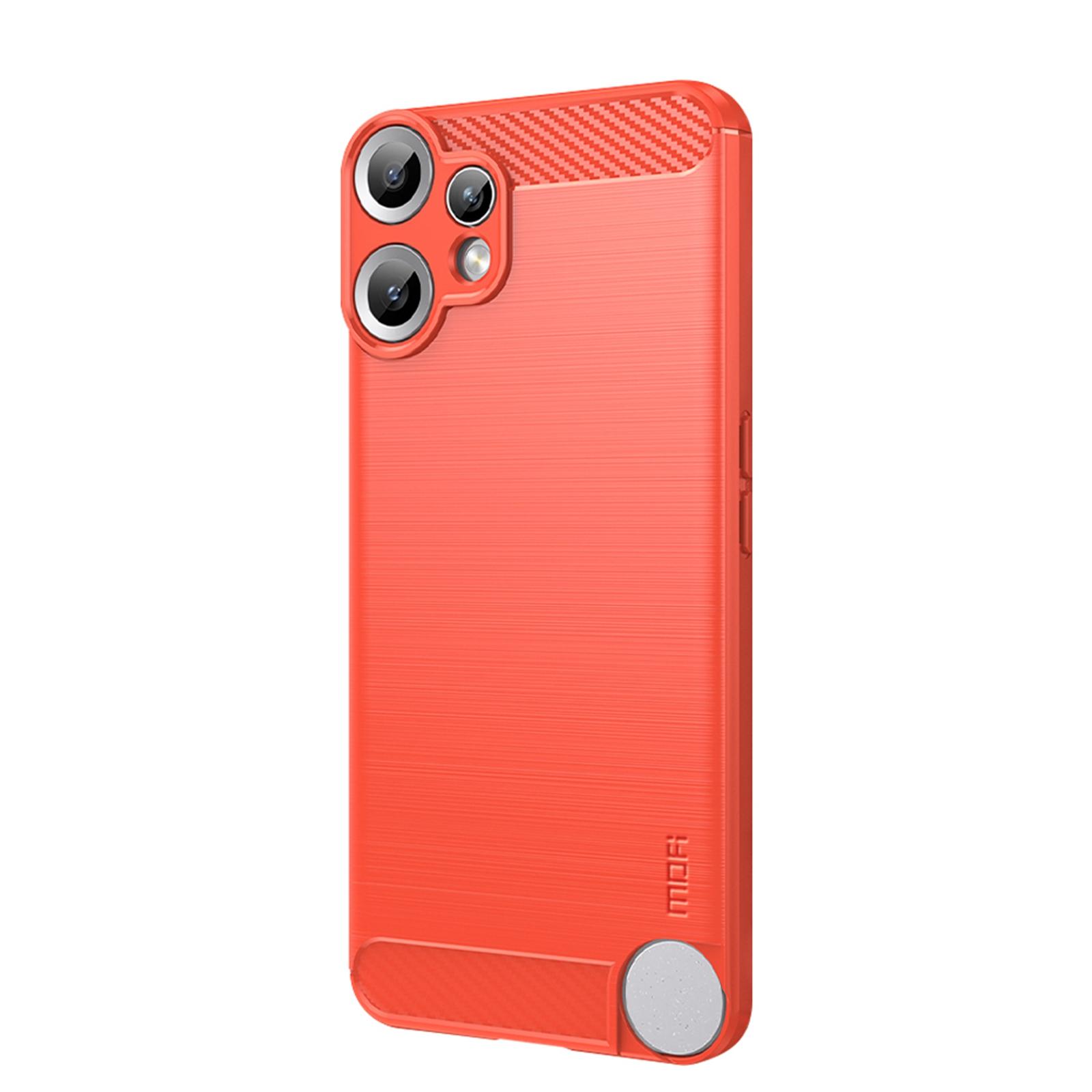 

Для Nothing CMF Phone 2 Pro Задняя крышка MOFI Матовая текстура Углеродное волокно Мягкий ТПУ чехол Red