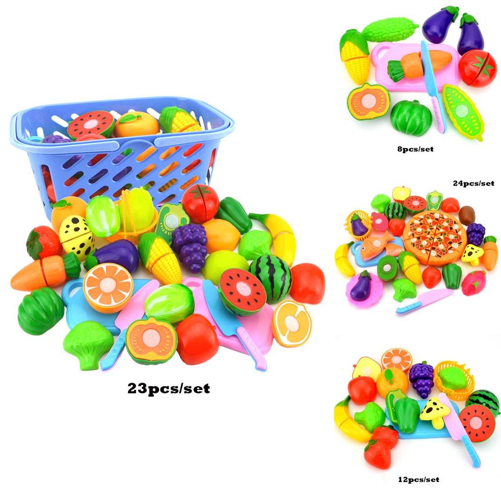 Colorful Kitchen Play Toy Set With Premium Quality Fruit And Vegetable Cutting Pieces