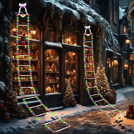 LED Christmas String Lights Santa Claus Decorative Ladder Lights 8 Modes Timer Memory Function Xmas Outdoor Indoor Decorations Waterproof Fairy Lights