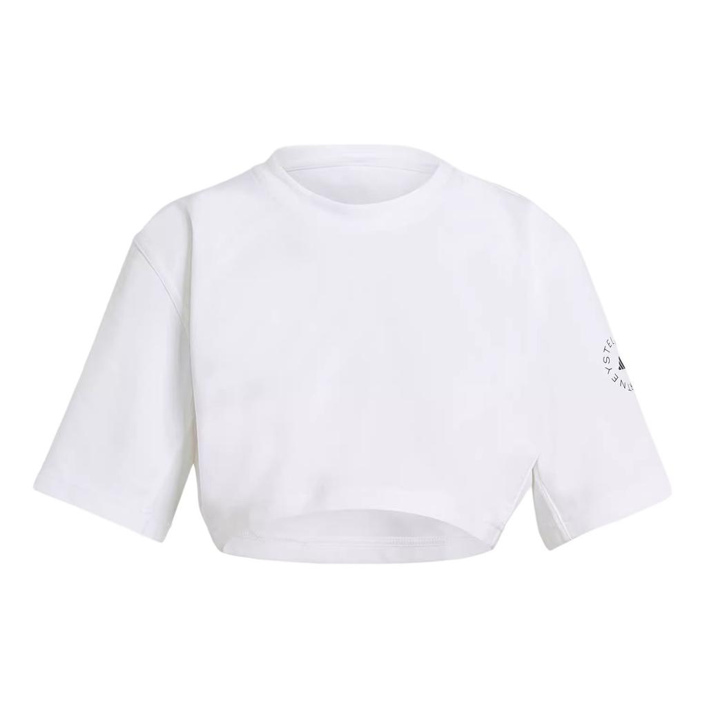 Adidas Letter Print Round Neck Loose Short Sleeve T-Shirt Women Tops White GL7339