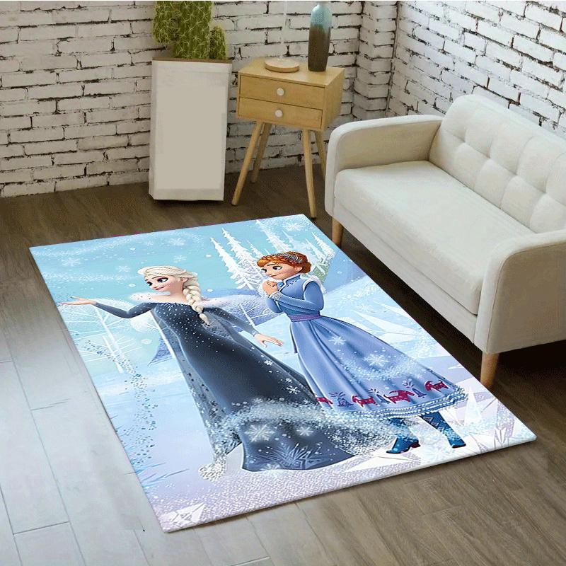 1pc Frozen Elsa and Anna Pattern Area Rug Soft Flannel Floor Mat for Living Room,Office,Bedroom and Carpet,Sofa Coffee Table Floor Mat
