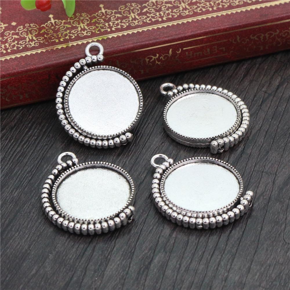 

5pcs 20mm Inner Size Rotation Double Side 8 colors Cameo Cabochon Base Setting Charms New Fashion Pendant