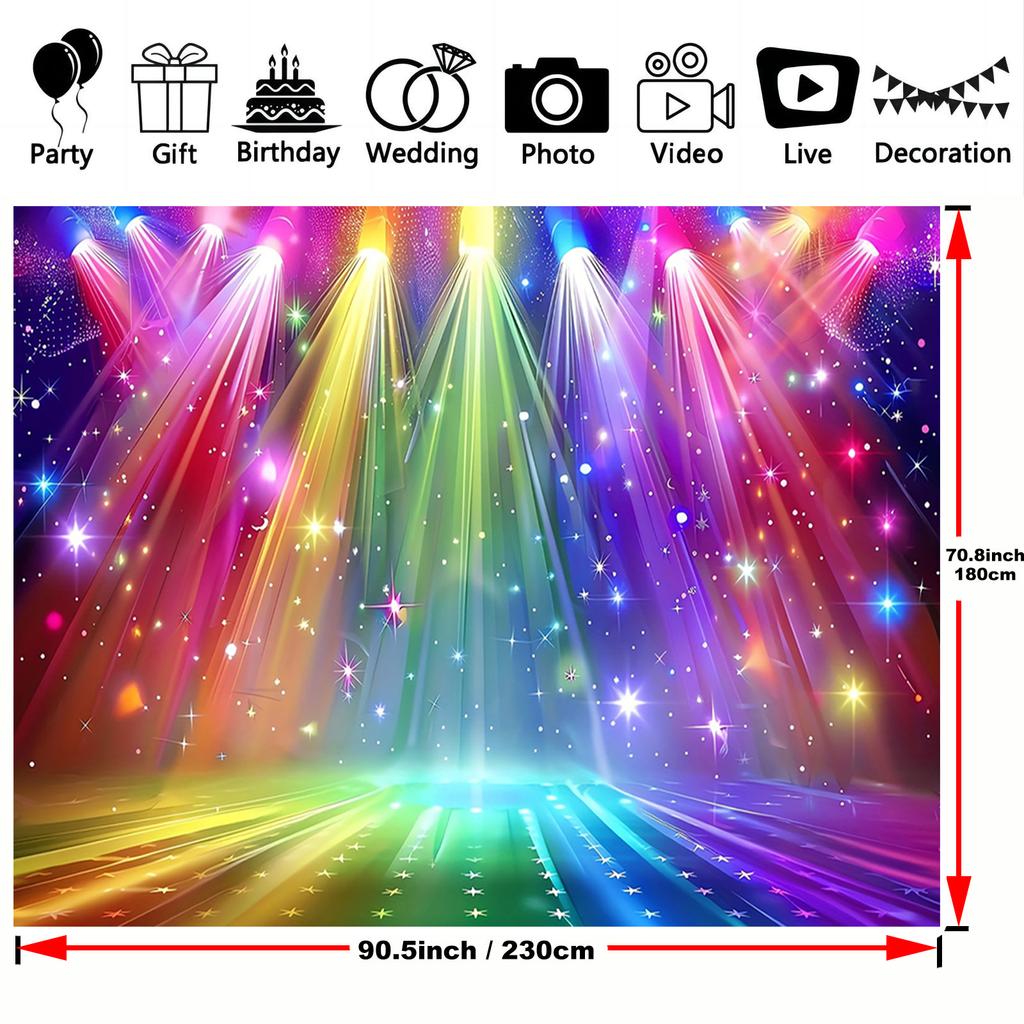 2D Flat 1pc Vibrant Stage Color Lighting Polyester Background Fabric Perfect Wedding and Dance Party Background