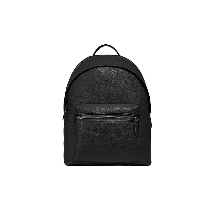 Coach Charter 30 Large Capacity Polished Pebbled Leather Backpack Backpack Large Men's Black
