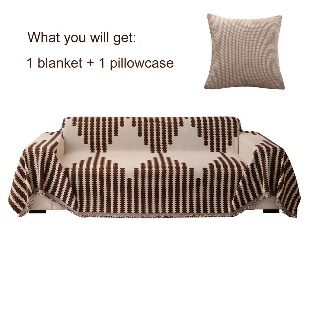 Couch Covers for Sofa Boho Sofa Covers Chenille Blanket Khaki Geometric Rhombic Diamond Couch Covers for Sectional Sofa L Shape