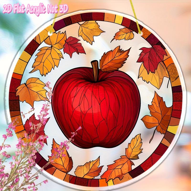 

2D Flat Acrylic Apple and Autumn Design, Indoor and Outdoor Decoration - No Battery/electricity Required, Free Day Decoration, Shop Decoration, Durabl 20*20CM