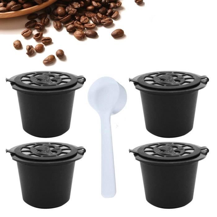 Capsules De Café Réutilisables - Set De 4 - Noir - Cylindrique - Plastique - Design Contemporain
