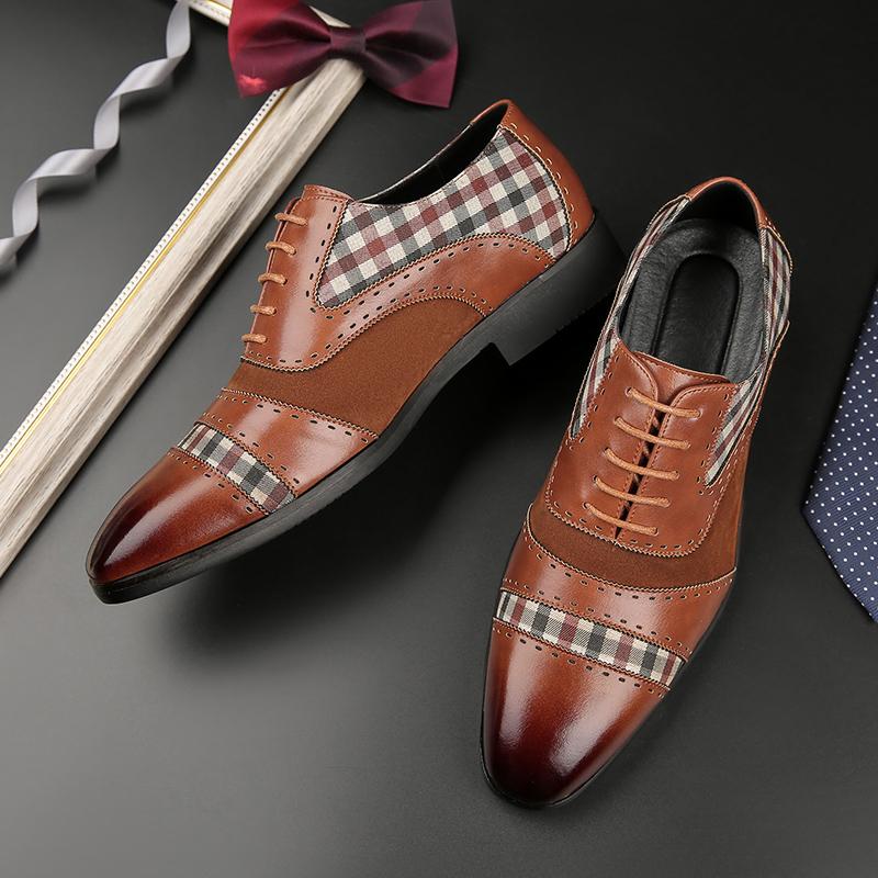 Fashion Italian Style Men's Brogue Shoes Anti Slip Wear-resistant Men's Leather Casual Shoes Business Work Mens Shoes Plus Size 38-47