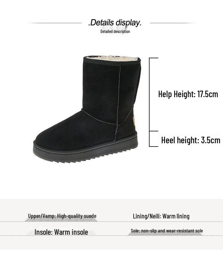 2025 Winter High-Top Snow Boots: Thick-Soled, Cotton-Lined, Fashionable Mid-Calf Design