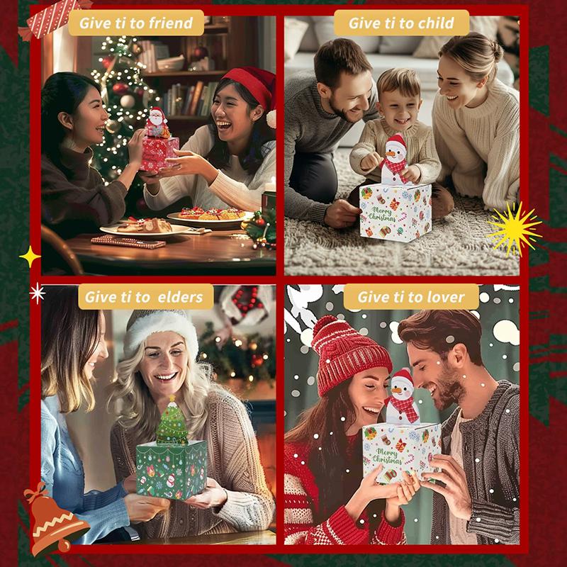 WTEMPO DIY Christmas Gift Boxes Foldable Wedding Birthday Surprise Party Money Box for Cash Money Roll Gift Box Pull Out Kit Christmas Party Supplies
