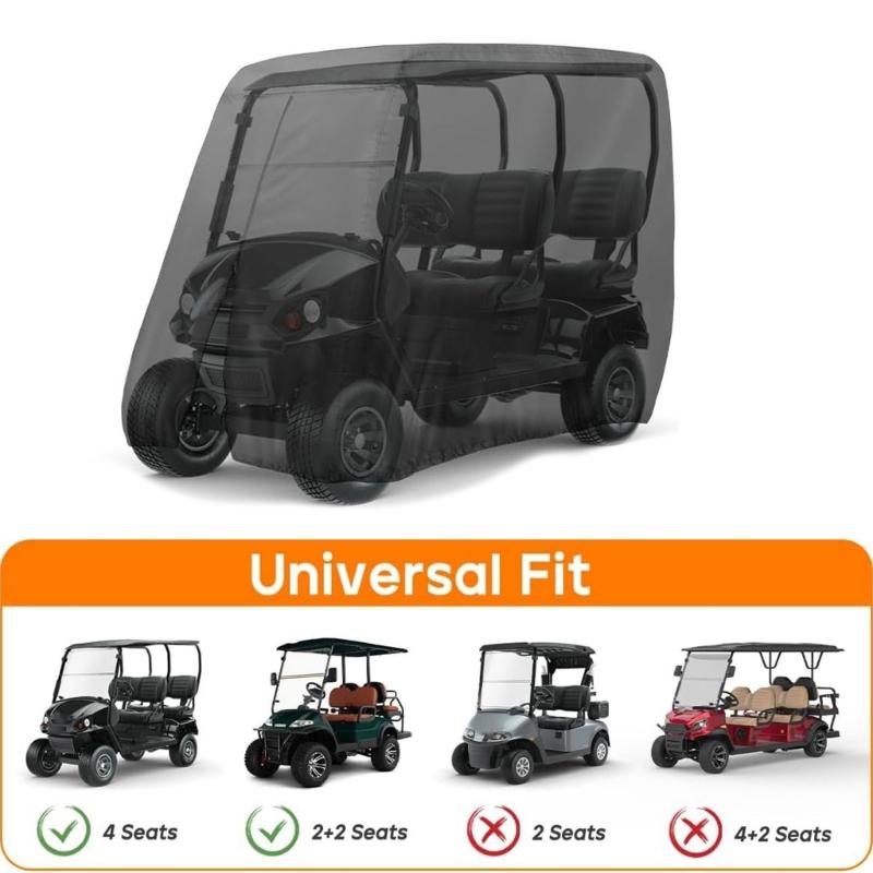4 Passenger Golf Cart Weatherproofed Cover Heavy Type Compatibility With Cart Brands Dusts Resistant