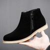 Fashion Italian Genuine Leather Men Boots Business Winter Zipper Slip On British High Boot Mens Cowhide Pointy Boots Suede Chelsea Boots