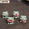 Yixing Zisha Wealth-attracting Cute Frog Cat Tea Pet Aesthetic Tea Games Tea Figurine Play Toys Tea Statue Ornaments Teaware