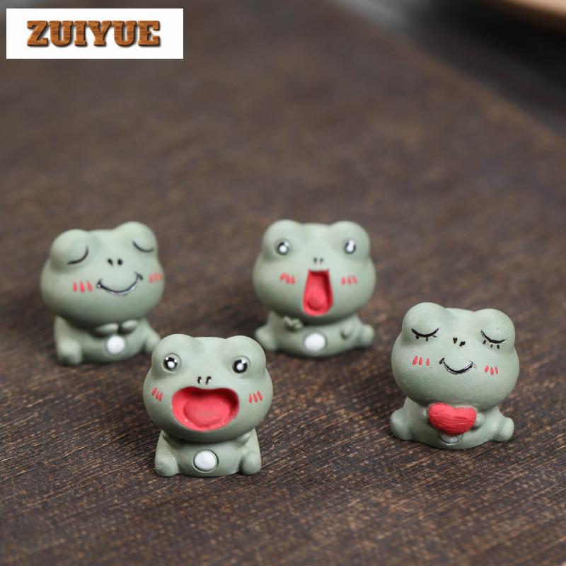 Yixing Zisha Wealth-attracting Cute Frog Cat Tea Pet Aesthetic Tea Games Tea Figurine Play Toys Tea Statue Ornaments Teaware