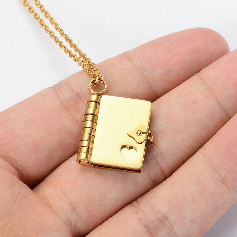 Handmade Opening Book Pendant Heart Couple Text Locket Couple Book Necklace  Summer Beach