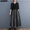 DIMANAF Plus Size Women Floral Linen Skirts Female Elastic Basic High Fashion Japanese Dress