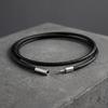 Black Leather Rope Necklace 45cm DIY Pendant Braided Cord Necklace with Clasp Waterproof Cord Chain Line String Men Women