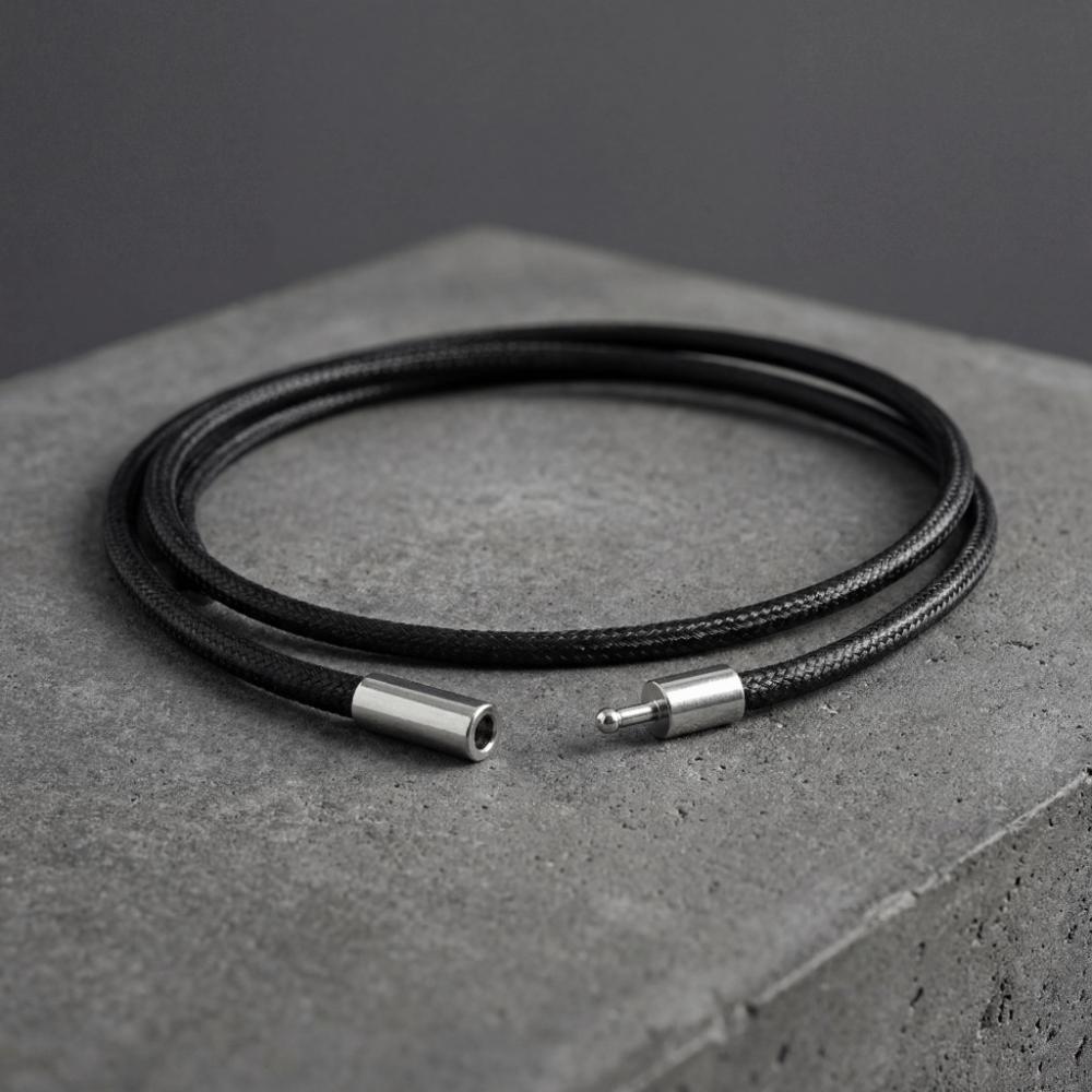 Black Leather Rope Necklace 45cm DIY Pendant Braided Cord Necklace with Clasp Waterproof Cord Chain Line String Men Women