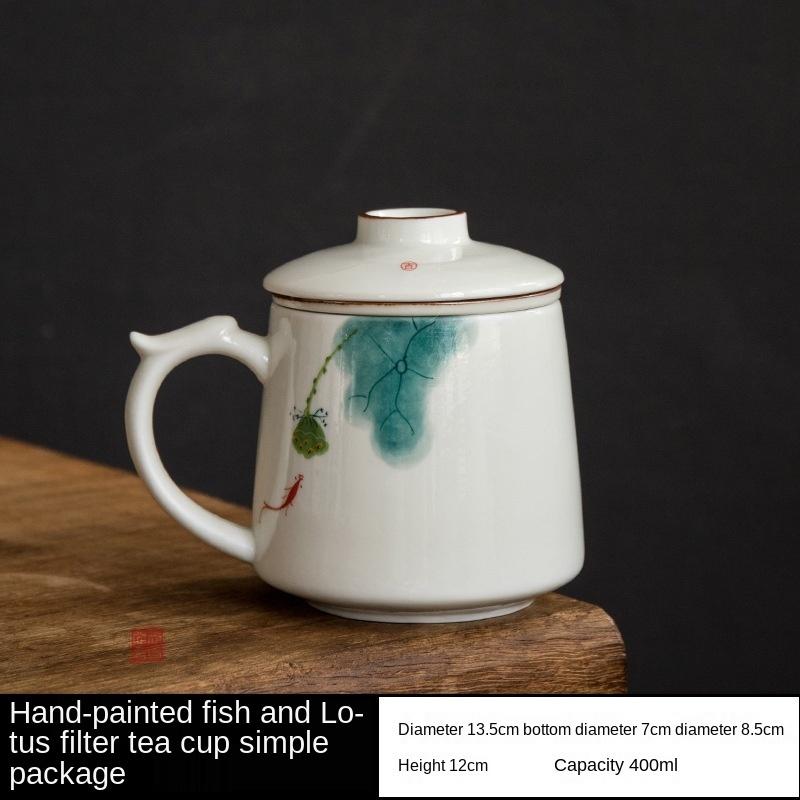 

400 мл расписанная вручную керамическая фильтрованная чайная чашка с кофе керамическая кружка ручной работы офисная кружка для воды бытовая кружка индивидуальный чайный сервиз подарок 301-400ml