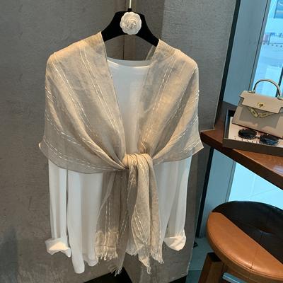 Striped Versatile Fashion Long Scarf Casual Multifunctional Polka Dot Scarf Light Luxury Versatile Linen Scarf Silk Scarf