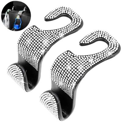 2Pcs Shiny Rhinestone Hidden Car Seat Backrest Hanger Hooks Vehicle Supplies