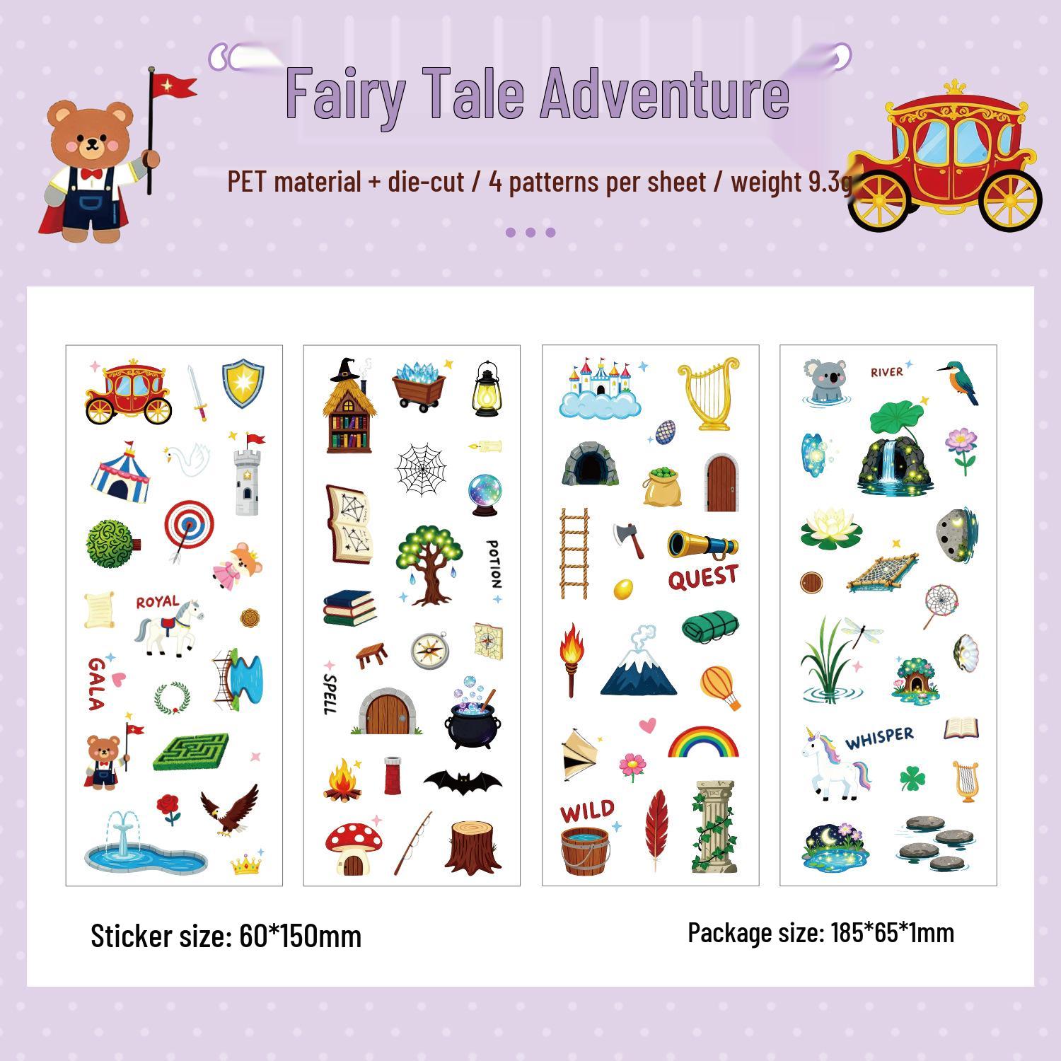 ZABC Cute Border Exploration Hall Series Stickers: 6 Cartoon Styles for DIY Journal Decoration